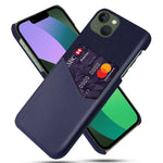 Til iPhone 14 Plus 6,7 tommer, med stoftekstur, anti-drop telefoncover, PU-læderbelagt hårdt PC-beskyttelsesetui med kortplads