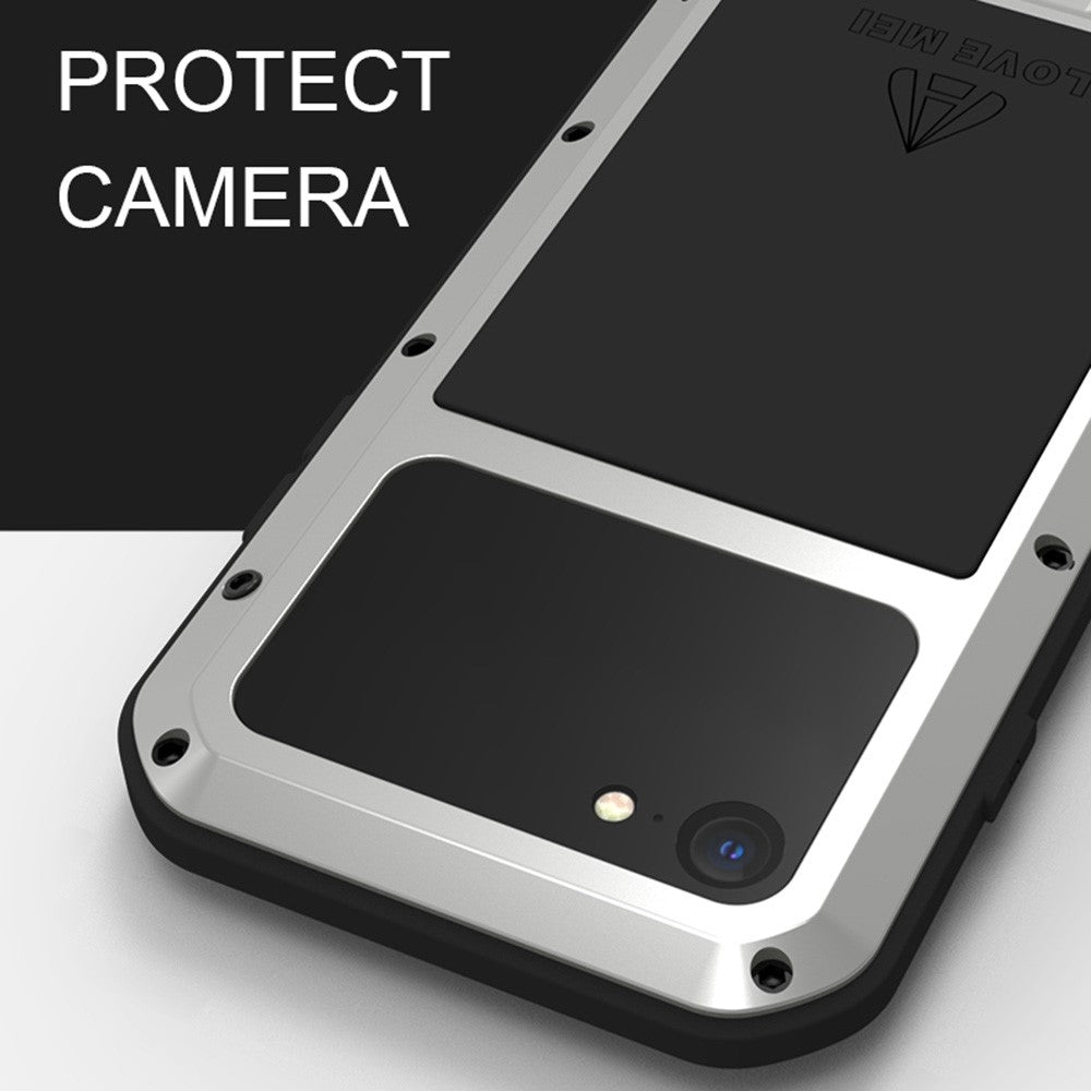 LOVE MEI for iPhone SE (2022) / SE (2020) Shockproof Splash-proof Dust-proof Phone Case with Tempered Glass Film