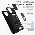 For iPhone 14 Pro 6.1 inch Hard PC + Soft TPU Rotary Kickstand Case Anti-fall Phone Cover with Slide Camera Protection Cover