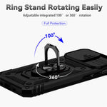 For iPhone 14 Pro 6.1 inch Hard PC + Soft TPU Rotary Kickstand Case Anti-fall Phone Cover with Slide Camera Protection Cover
