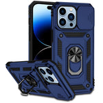 For iPhone 14 Pro 6.1 inch Hard PC + Soft TPU Rotary Kickstand Case Anti-fall Phone Cover with Slide Camera Protection Cover