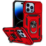 For iPhone 14 Pro 6.1 inch Hard PC + Soft TPU Rotary Kickstand Case Anti-fall Phone Cover with Slide Camera Protection Cover