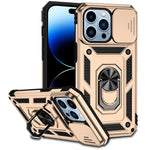 For iPhone 14 Pro 6.1 inch Hard PC + Soft TPU Rotary Kickstand Case Anti-fall Phone Cover with Slide Camera Protection Cover