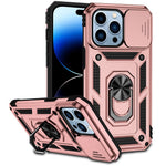 For iPhone 14 Pro 6.1 inch Hard PC + Soft TPU Rotary Kickstand Case Anti-fall Phone Cover with Slide Camera Protection Cover