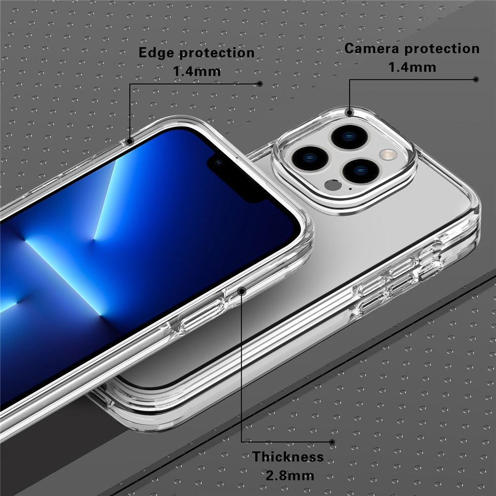 Til iPhone 14 Pro Max 6,7 tommer gennemsigtig hård PC + blød TPU cover Anti-drop beskyttende telefoncover