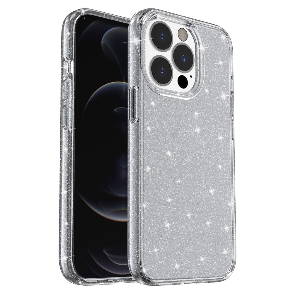 Glittery Powder Smart Phone Case for iPhone 14 Pro 6.1 inch, Anti-drop TPU Edge + PC Back Cover