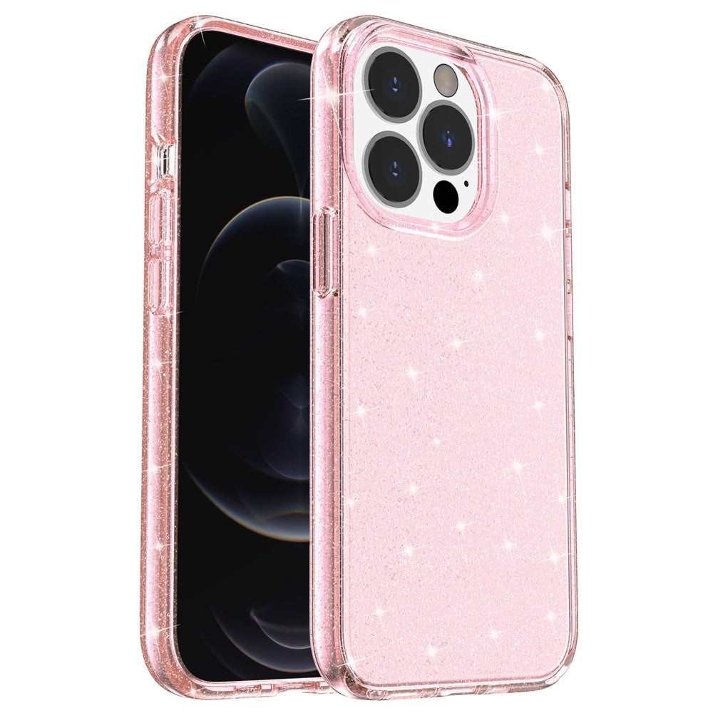 Glittery Powder Smart Phone Case for iPhone 14 Pro 6.1 inch, Anti-drop TPU Edge + PC Back Cover