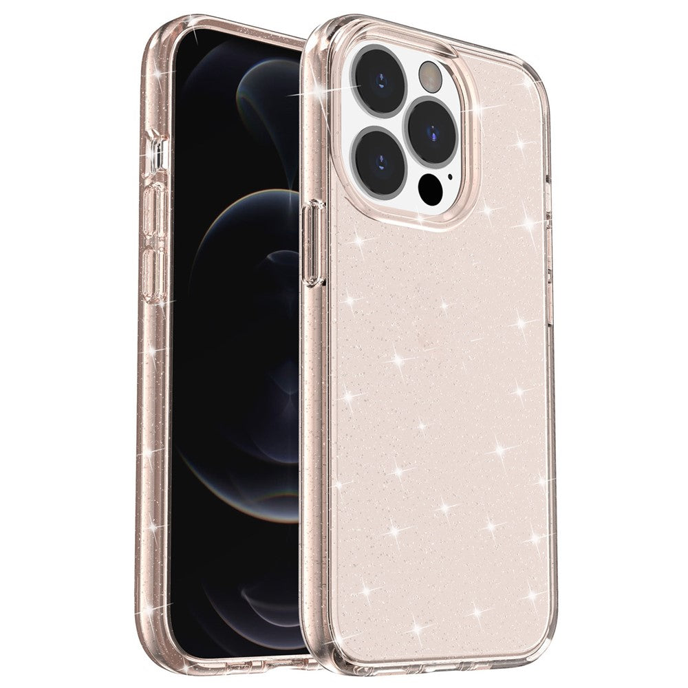 Glittery Powder Smart Phone Case for iPhone 14 Pro 6.1 inch, Anti-drop TPU Edge + PC Back Cover