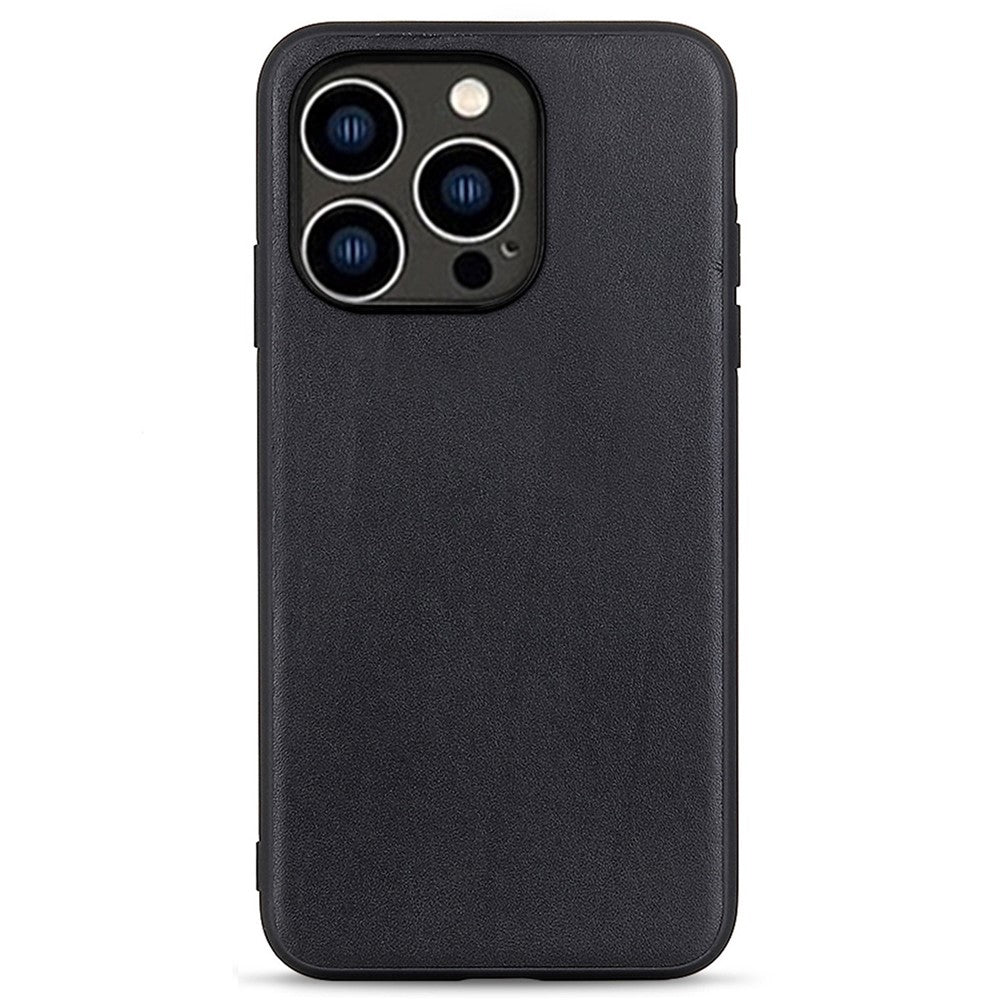 Til iPhone 14 Pro 6,1 tommer Anti-drop Tekstureret Ægte Læder Telefoncover Telefonbeskytter Ridsefast Skal