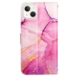 YB Pattern Printing Leather Series-5 for iPhone 14 6.1 inch PU Leather Flip Wallet Case Marble Pattern Magnetic Closure Stand Protective Phone Holster with Strap