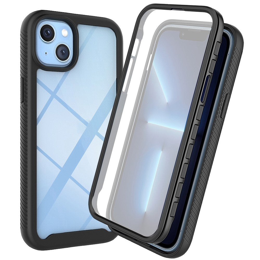 Til iPhone 14 Plus 6,7 tommer 3-i-1 Fuld Dækning Telefoncover PC + TPU Beskyttelsescover med PET Skærmbeskytter