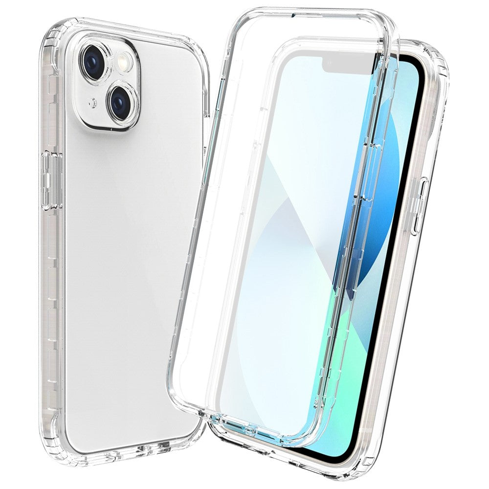 Til iPhone 14 Plus 6,7 tommer 3-i-1 Hybrid PC + TPU Fuld Kropsbeskyttelse Cover Gradient Ridsefast Telefonetui med PET Skærmbeskytter