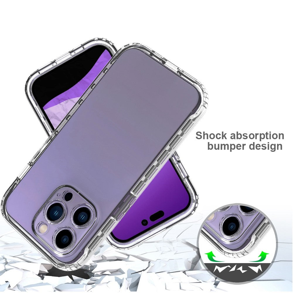 For iPhone 14 Pro 6.1 inch Wear-resistant Shockproof Transparent TPU + PC Hybrid Case Gradient Color Cell Phone Shell