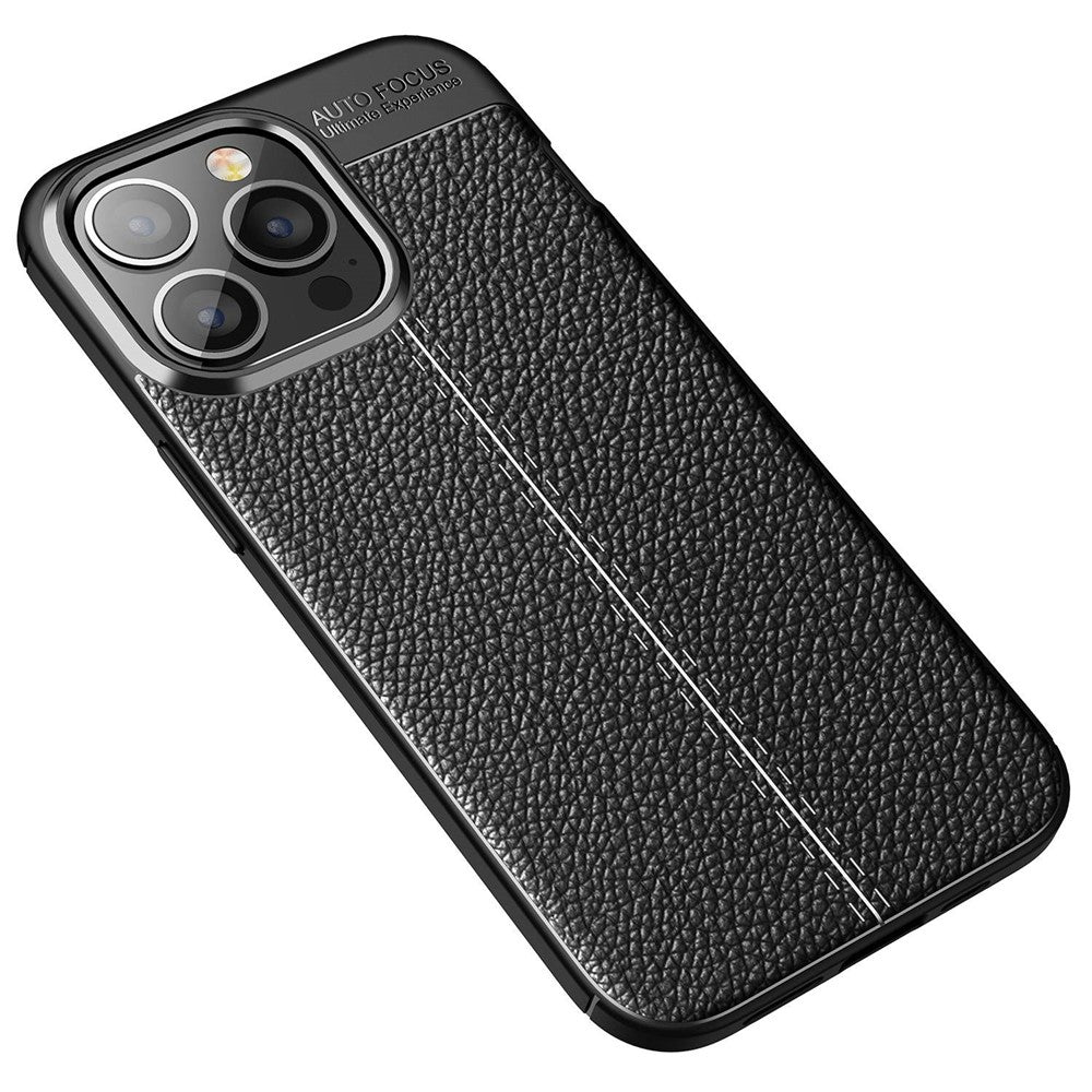 For iPhone 14 Pro Max 6.7 inch Mesh Heat Dissipation Design Back Case Litchi Texture TPU Drop Protection Non-Slip Cover