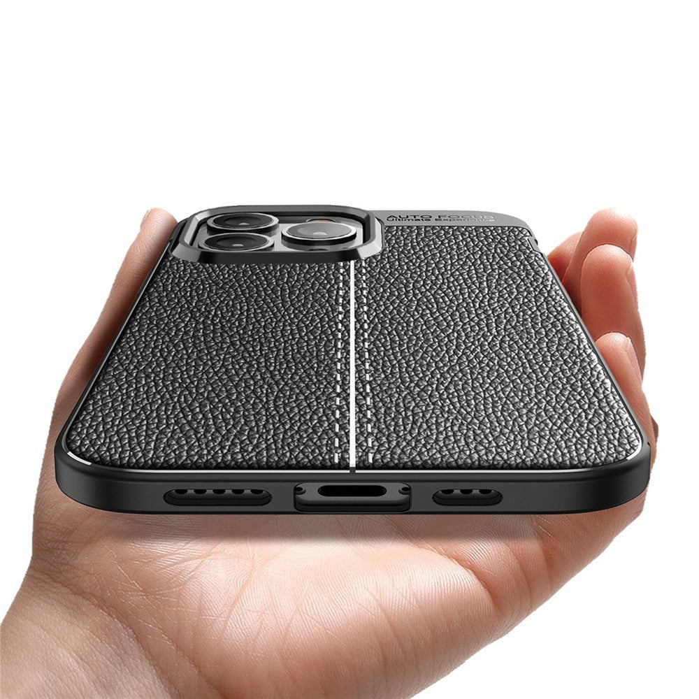 For iPhone 14 Pro Max 6.7 inch Mesh Heat Dissipation Design Back Case Litchi Texture TPU Drop Protection Non-Slip Cover