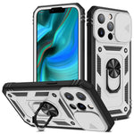 iPhone 13 Pro Max 6,7 tommer etui med kortholder, glidende kameradesign, PC+TPU-mobilcover med indbygget støtte