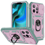 iPhone 13 Pro Max 6,7 tommer etui med kortholder, glidende kameradesign, PC+TPU-mobilcover med indbygget støtte