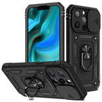 iPhone 13 Pro Max 6,7 tommer etui med kortholder, glidende kameradesign, PC+TPU-mobilcover med indbygget støtte