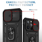 For iPhone 13 Pro Max 6.7 inch Card Clot Sliding Camera Cover Design PC+TPU Phone Case with Built-in Kickstand