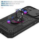 For iPhone 13 Pro Max 6.7 inch Card Clot Sliding Camera Cover Design PC+TPU Phone Case with Built-in Kickstand