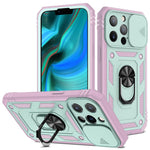 iPhone 13 Pro Max 6,7 tommer etui med kortholder, glidende kameradesign, PC+TPU-mobilcover med indbygget støtte