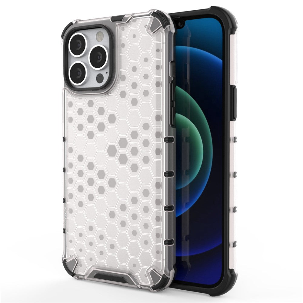 Til iPhone 14 Pro Max 6,7 tommer honeycomb-tekstureret anti-ridse cover i TPU + PC dual-layer beskyttelse telefoncover