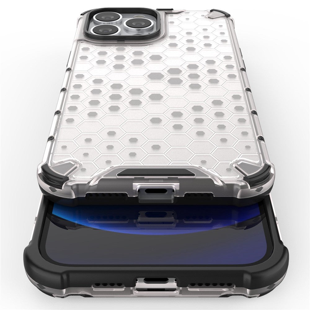 Til iPhone 14 Pro Max 6,7 tommer honeycomb-tekstureret anti-ridse cover i TPU + PC dual-layer beskyttelse telefoncover