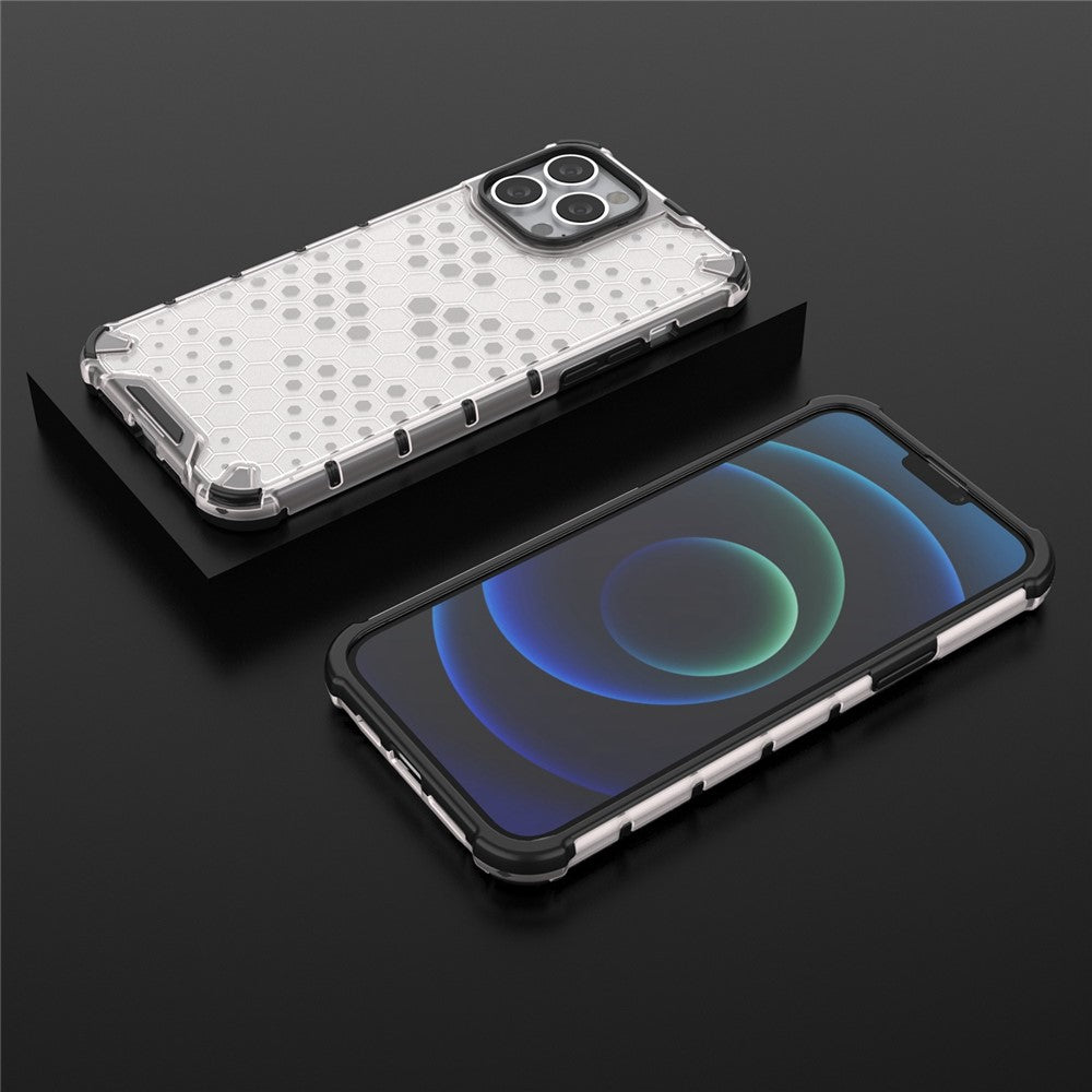Til iPhone 14 Pro Max 6,7 tommer honeycomb-tekstureret anti-ridse cover i TPU + PC dual-layer beskyttelse telefoncover