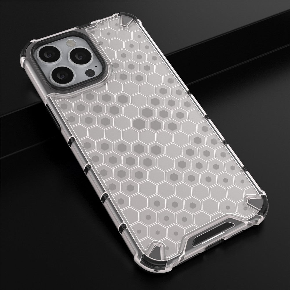 Til iPhone 14 Pro Max 6,7 tommer honeycomb-tekstureret anti-ridse cover i TPU + PC dual-layer beskyttelse telefoncover