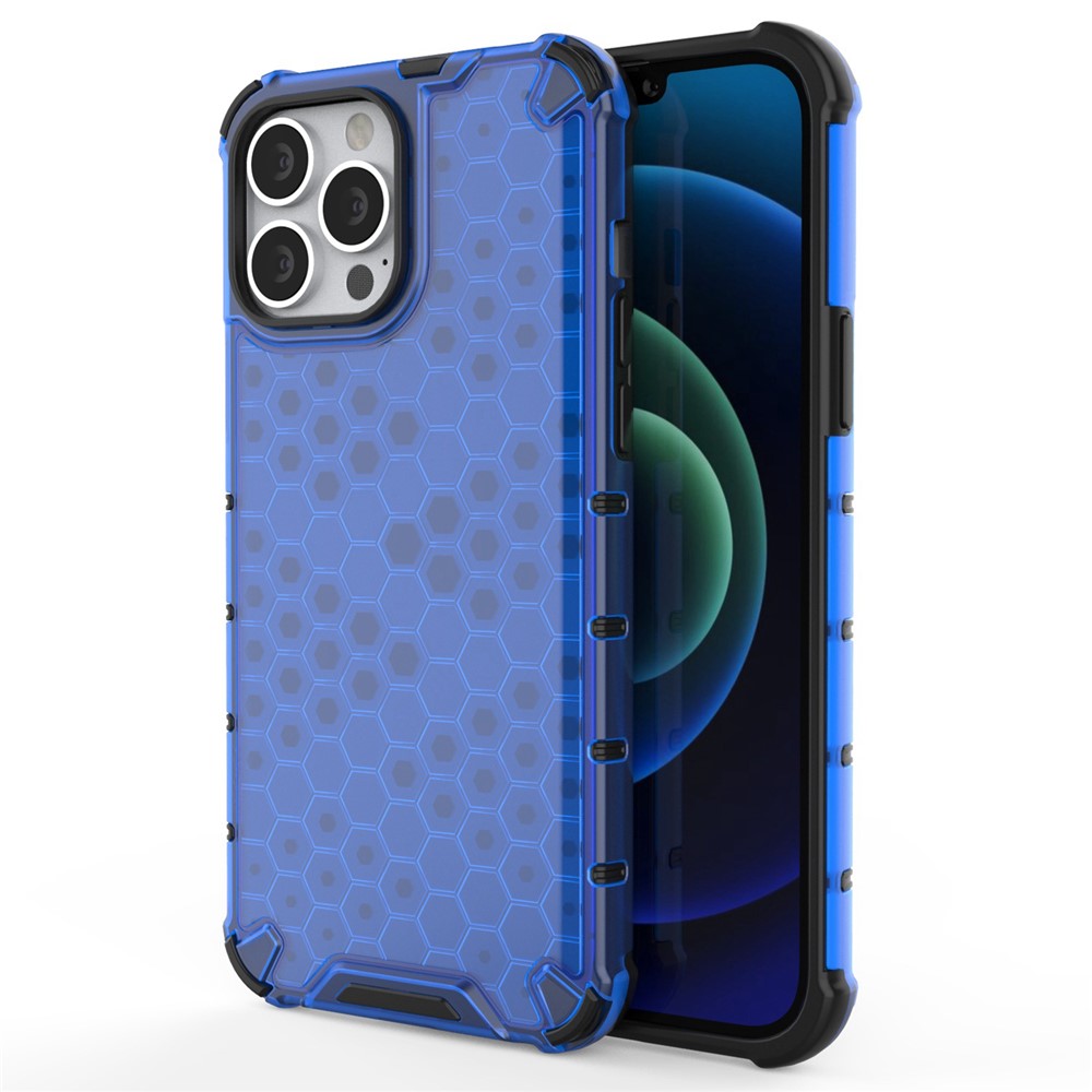 Til iPhone 14 Pro Max 6,7 tommer honeycomb-tekstureret anti-ridse cover i TPU + PC dual-layer beskyttelse telefoncover