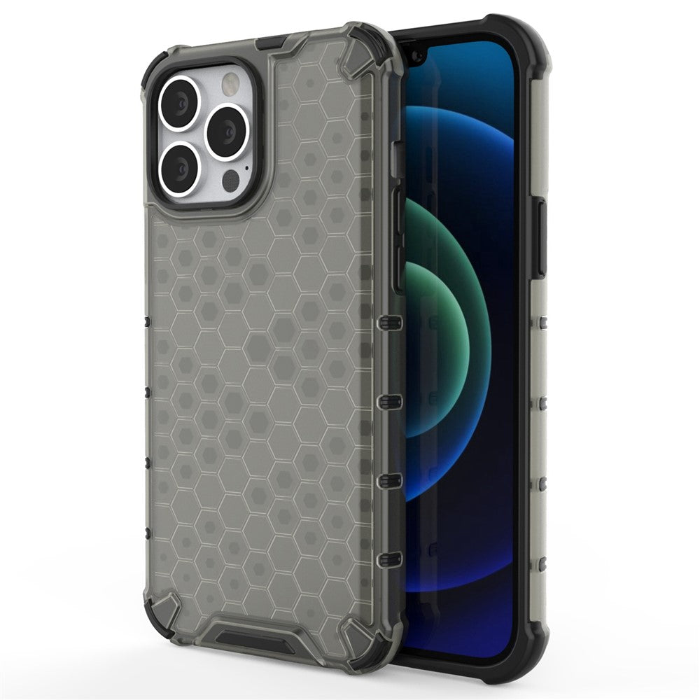 Til iPhone 14 Pro Max 6,7 tommer honeycomb-tekstureret anti-ridse cover i TPU + PC dual-layer beskyttelse telefoncover