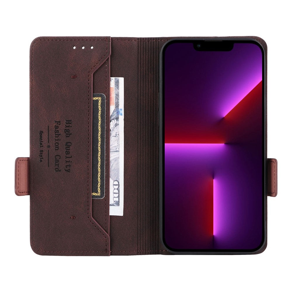 Til iPhone 14 Plus 6,7 tommer Anti-drop Stand Tegnebog Telefoncover PU Læder Hardware Design Magnetisk Lukning Cover