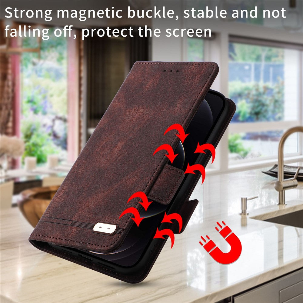 Til iPhone 14 Plus 6,7 tommer Anti-drop Stand Tegnebog Telefoncover PU Læder Hardware Design Magnetisk Lukning Cover