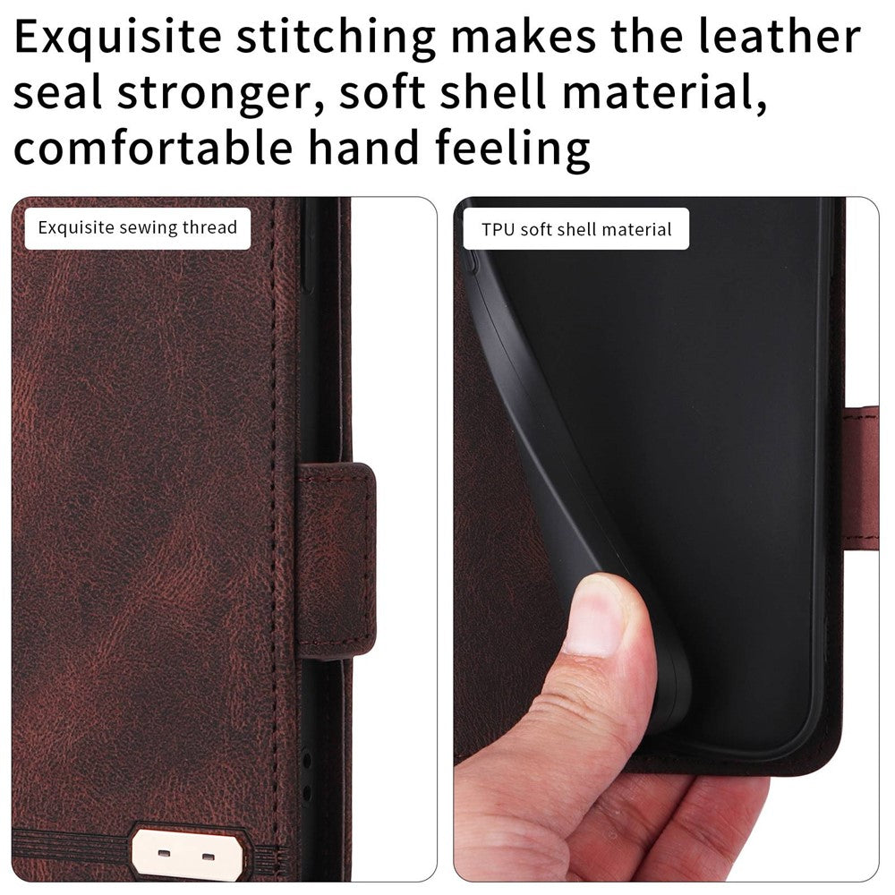 Til iPhone 14 Plus 6,7 tommer Anti-drop Stand Tegnebog Telefoncover PU Læder Hardware Design Magnetisk Lukning Cover