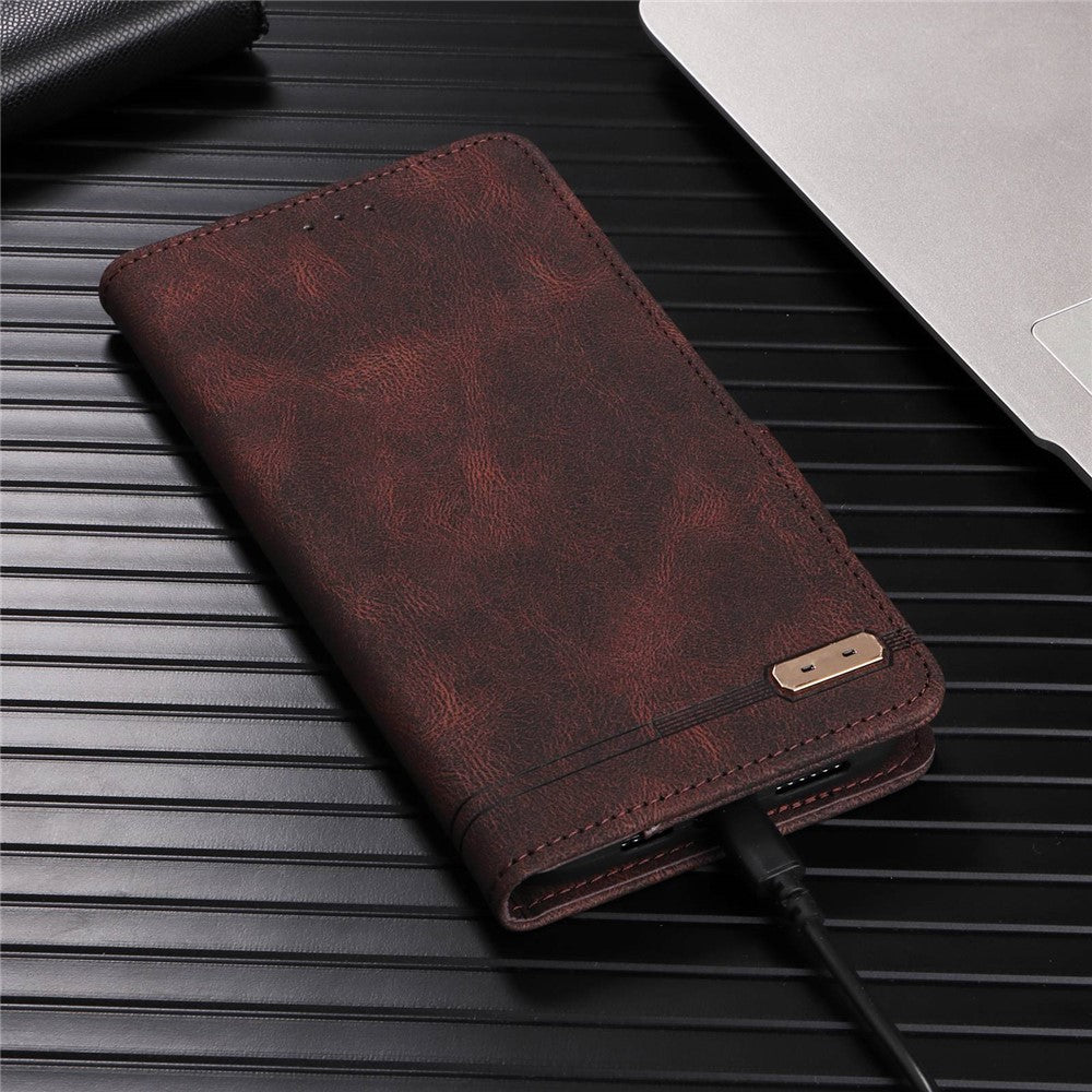 Til iPhone 14 Plus 6,7 tommer Anti-drop Stand Tegnebog Telefoncover PU Læder Hardware Design Magnetisk Lukning Cover