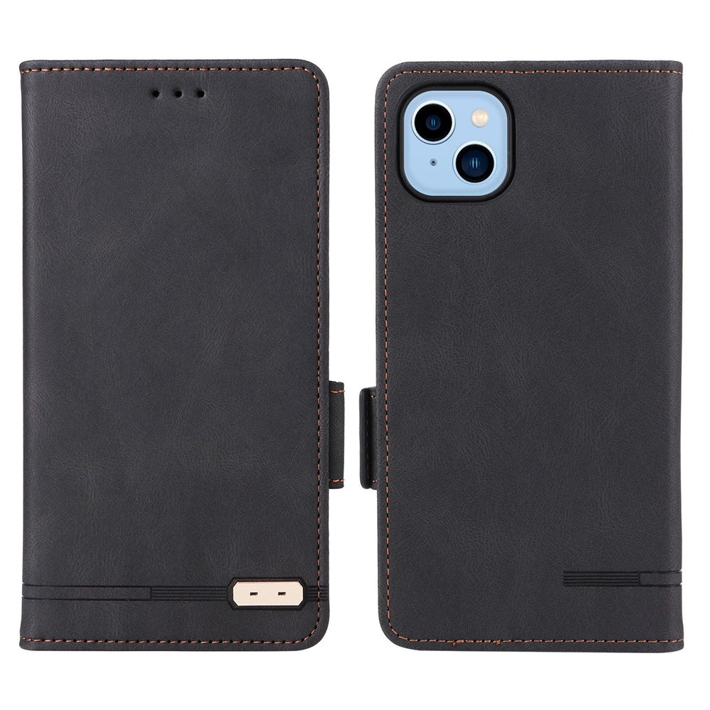 Til iPhone 14 Plus 6,7 tommer Anti-drop Stand Tegnebog Telefoncover PU Læder Hardware Design Magnetisk Lukning Cover