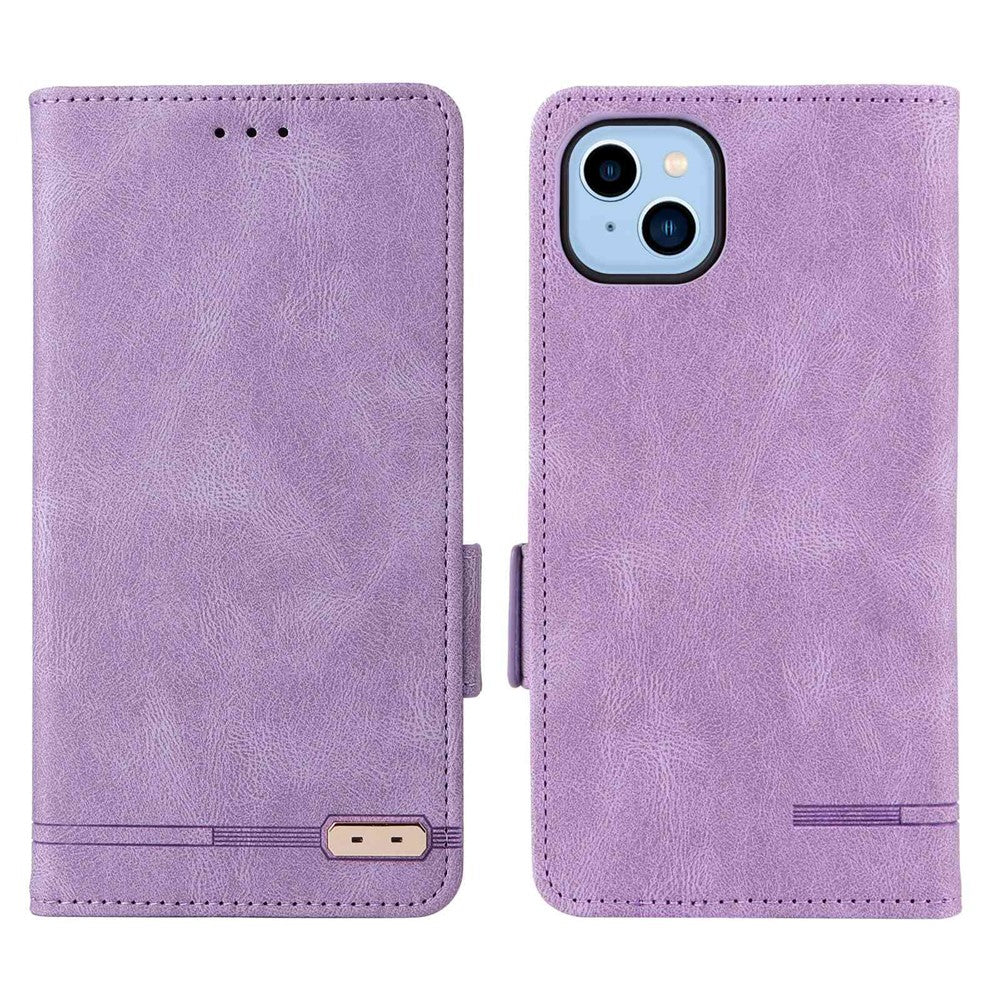 Til iPhone 14 Plus 6,7 tommer Anti-drop Stand Tegnebog Telefoncover PU Læder Hardware Design Magnetisk Lukning Cover
