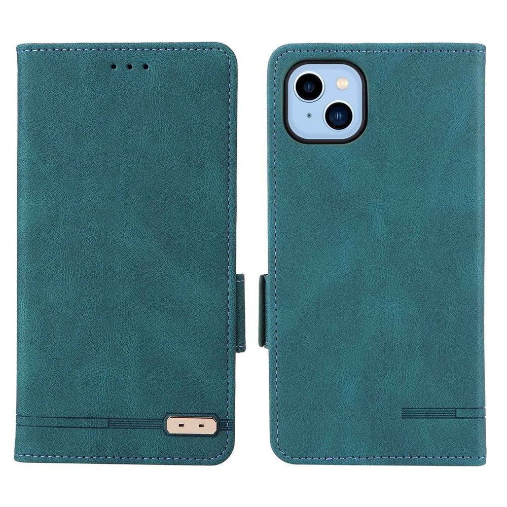 Til iPhone 14 Plus 6,7 tommer Anti-drop Stand Tegnebog Telefoncover PU Læder Hardware Design Magnetisk Lukning Cover