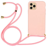 For iPhone 14 Pro Max 6.7 inch Wheat Straw TPU Hybrid Case Drop-proof Phone Cover with Long Lanyard