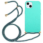 Phone Case for iPhone 14 Plus 6.7 inch, Wheat Straw + TPU Protective Smartphone Cover with Adjustable Lanyard