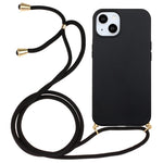 Soft TPU + Wheat Straw Hybrid Case for iPhone 14 6.1 inch, Drop-proof Phone Cover with Adjustable Lanyard