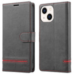 For iPhone 14 6.1 inch Anti-wear Phone Cover Shockproof Splicing Flip Leather Case Wallet Stand with Magnetic Closing Clasp