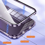 For iPhone 14 Pro Shockproof Case Full Protection Phone Cover Metal + Tempered Glass Magnetic Case with Self-Locking Buckle