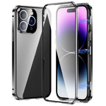 For iPhone 14 Pro Shockproof Case Full Protection Phone Cover Metal + Tempered Glass Magnetic Case with Self-Locking Buckle