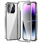 For iPhone 14 Pro Shockproof Case Full Protection Phone Cover Metal + Tempered Glass Magnetic Case with Self-Locking Buckle
