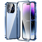 For iPhone 14 Pro Shockproof Case Full Protection Phone Cover Metal + Tempered Glass Magnetic Case with Self-Locking Buckle