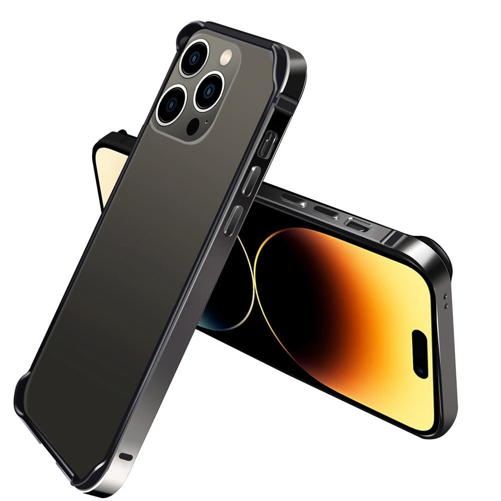 For iPhone 14 Pro Scratch-proof Phone Case Soft TPU Metal Frame Detachable Case Ultra Slim Protective Cover