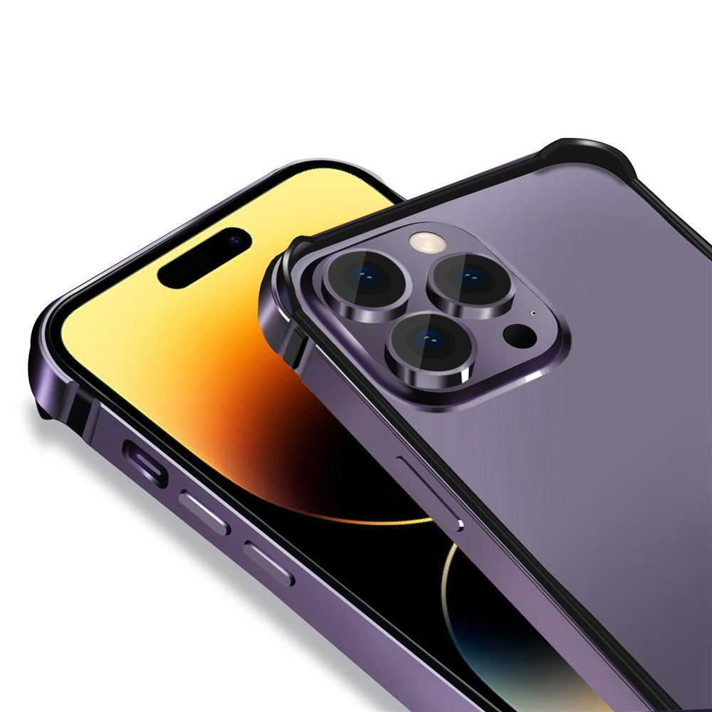 For iPhone 14 Pro Scratch-proof Phone Case Soft TPU Metal Frame Detachable Case Ultra Slim Protective Cover