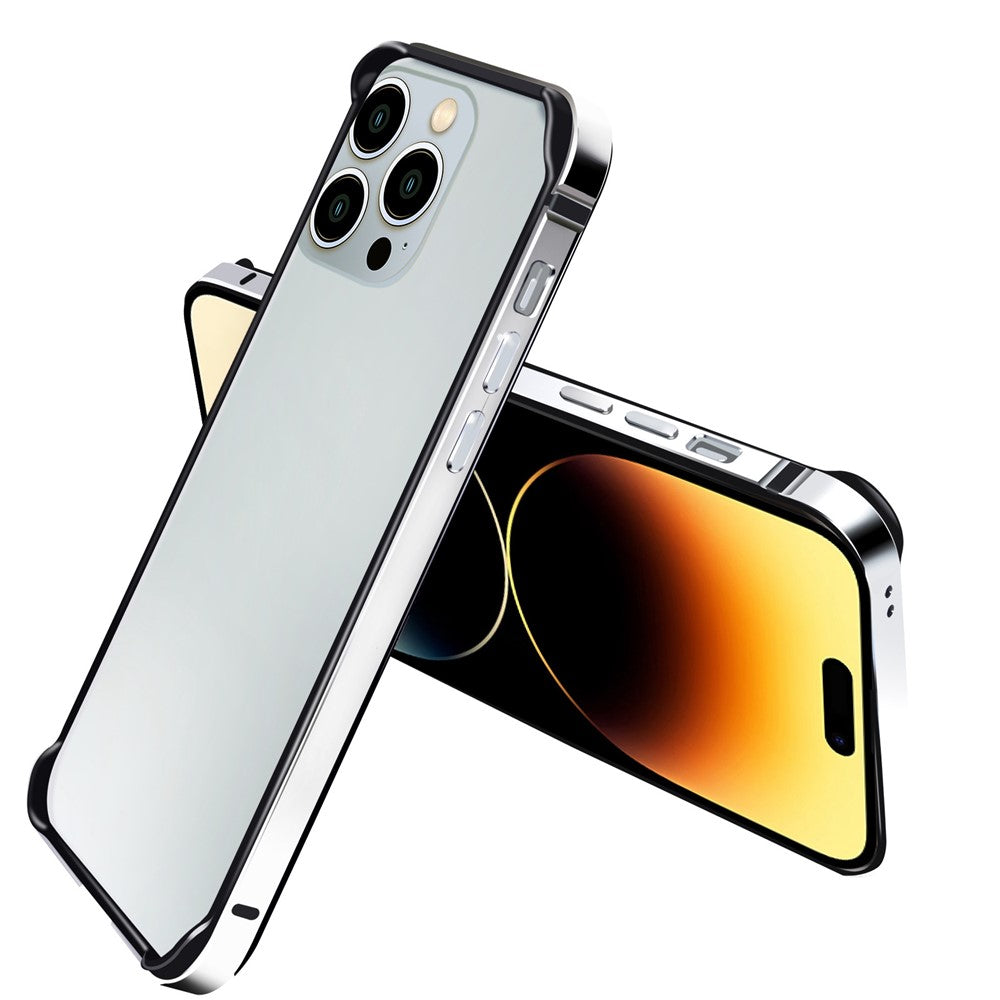 For iPhone 14 Pro Scratch-proof Phone Case Soft TPU Metal Frame Detachable Case Ultra Slim Protective Cover