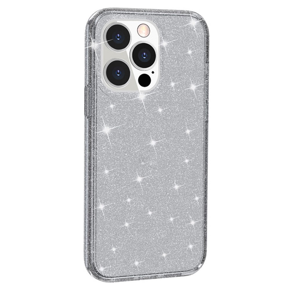 For iPhone 15 Pro Sparkly Glitter Anti-Scratch Case Hard PC + Soft TPU Phone Cover